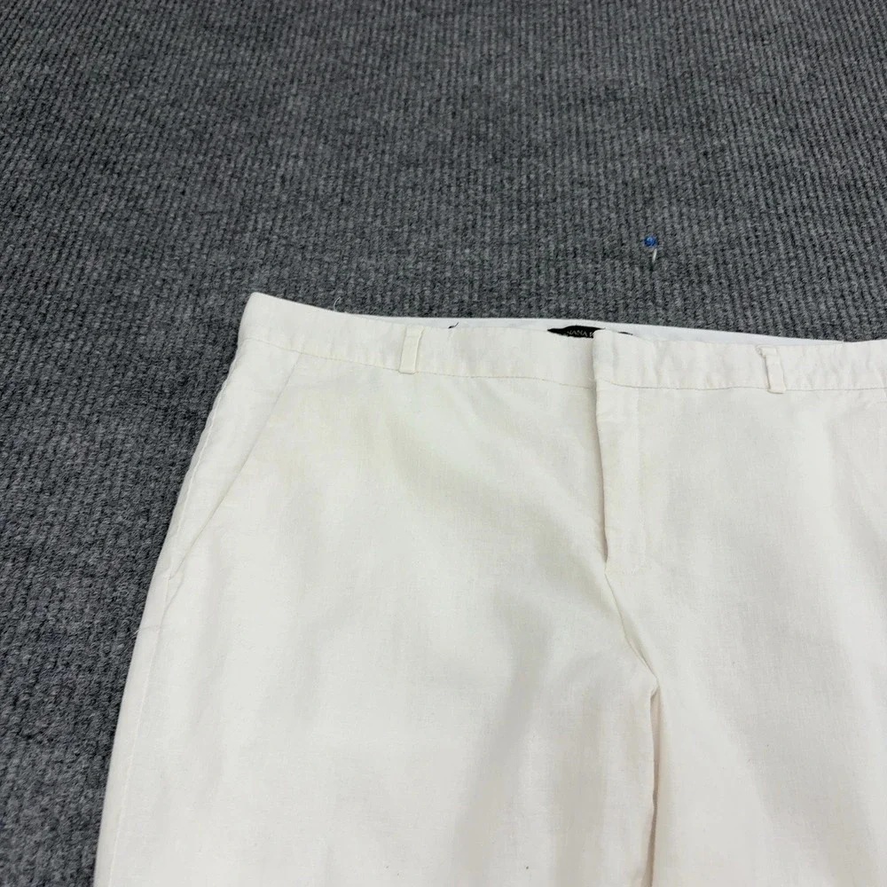 Banana Republic Avery Pants Women 14 White Linen Cotton Blend Trousers Casual